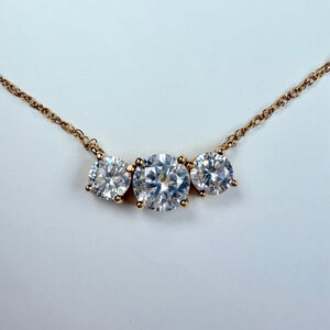 Ross Simons 14K Yellow Gold 1.5 CT Cubic Zirconia Trilogy Trinity 14” Necklace